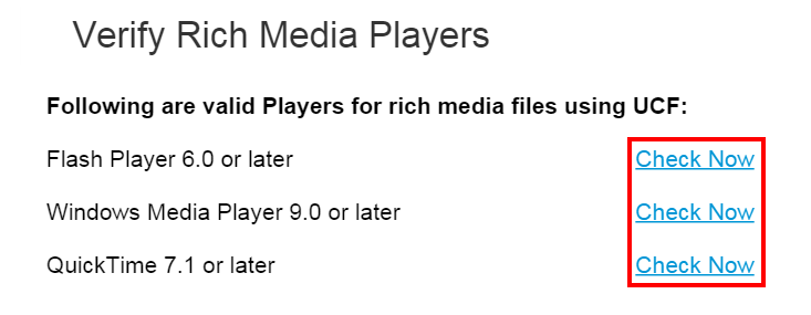 verify rich media players webex